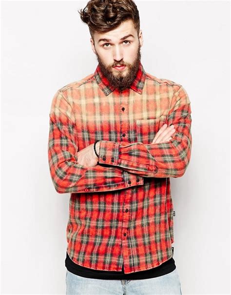 Zee Gee Why Shirt Whiskey Tango Acid Wash Check Flannel Asos