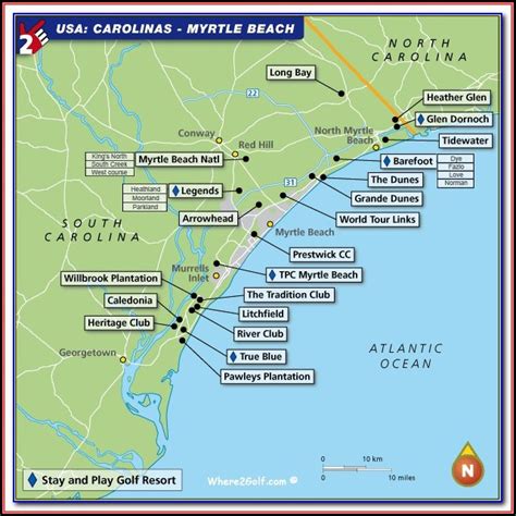 Map Of Myrtle Beach Area Beach Map