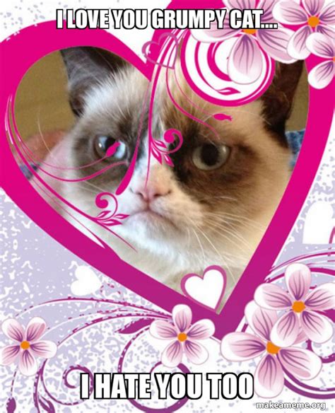 I Love You Grumpy Cat I Hate You Too Grumpy Cat Valentines Day