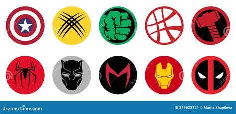 Most Famous Superheroes Marvel Logos Editorial Photo Illustration Of