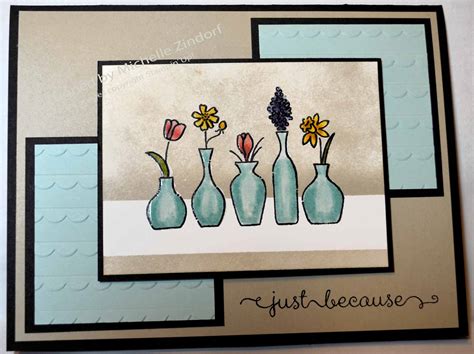 Change a wood mount stamp into a cling stamp with m.i.s.t.i. Vivid Vases - Stampin' Up! Card