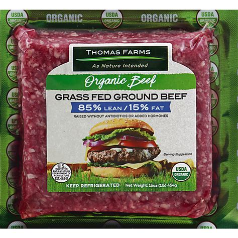 Thomas Farms Beef Ground Organic Grass Fed 85 15 Ground Beef And Burgers Market Basket