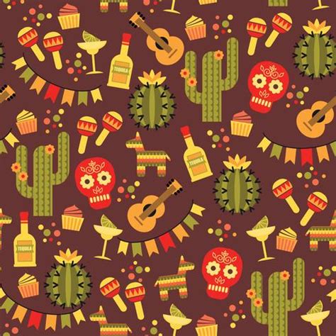 Mexican fiesta pattern traditional floral holiday vector. Vector seamless pattern with traditional Mexican symbols ...