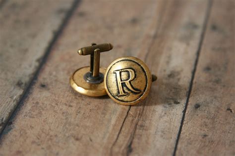 Initial Cufflinks R Initial First or Last made with vintage | Initial cufflinks, Vintage buttons ...
