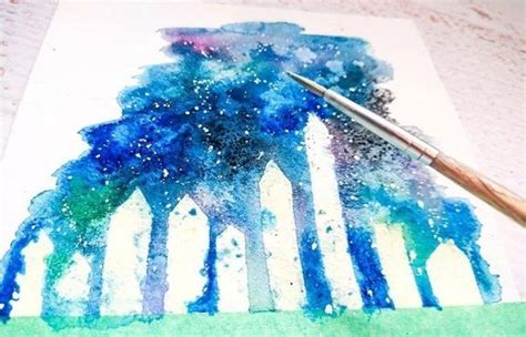 How To Paint Watercolor Galaxy Cityscape Diy The Art 123 Watercolor