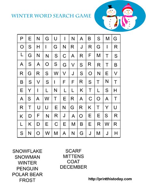 5 Best Images Of Winter Word Search Puzzles Printable Free Printable