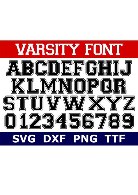 Varsity Font Svg Ttf Alphabet Sports Font Digital Etsy