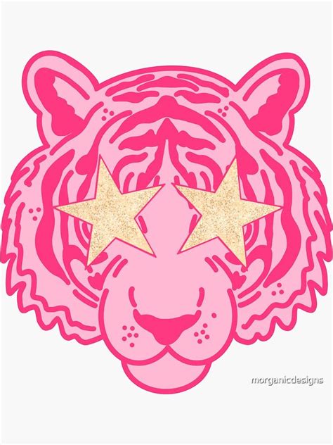 Pink Star Eye Tiger Face Sticker By Morganicdesigns In 2022 Preppy