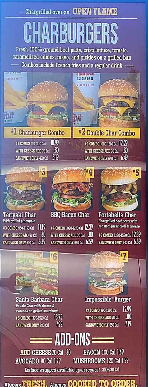 The Habit Burger Grill Menu With Prices Slc Menu
