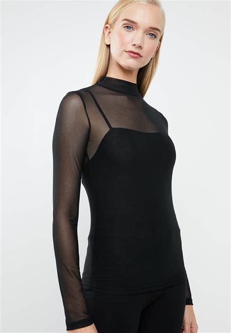 long sleeve mesh tee black superbalist t shirts vests and camis