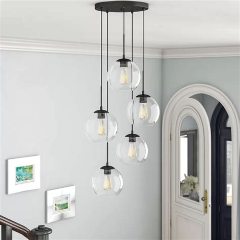Snead 5 Light Cluster Globe Pendant With Glass Accents Entryway Light Fixtures Dining Room