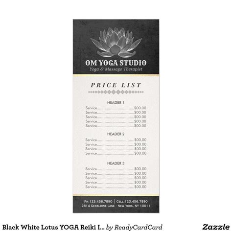 Add three mana of any one color. Black White Lotus YOGA Reiki Instructor Price List Rack Card | Zazzle.com (With images) | Yoga ...