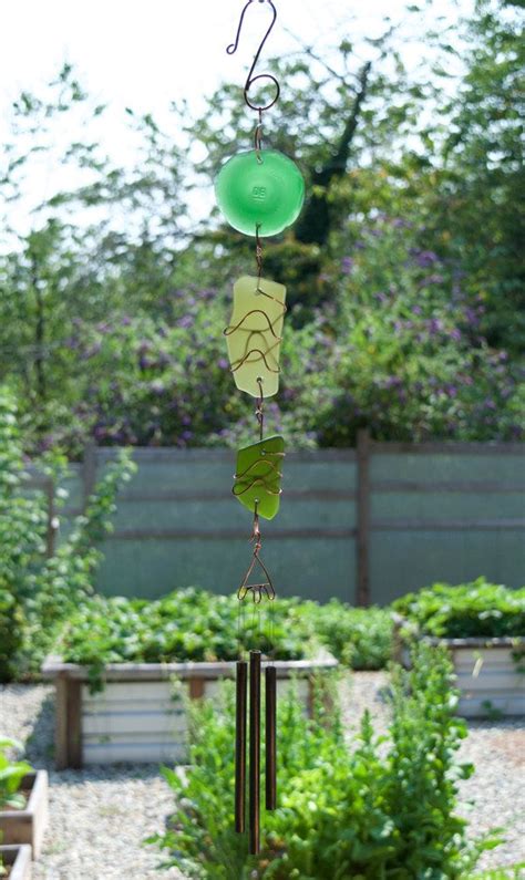 Wind Chimes Beach Glass And Copper Sun Catcher With Brass Etsy Wind Chimes Glass Wind