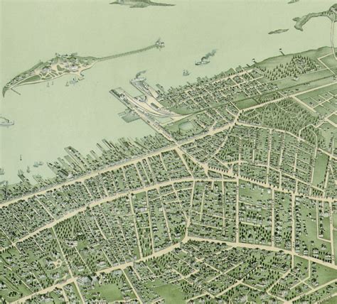 Newport Ri In 1878 Birds Eye View Map Aerial Map Panorama