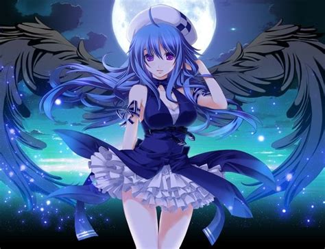 Anime Girls With Wings Moon Hd Wallpapers Tags Night Wings
