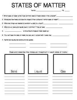 State capitals worksheet for kids. States of Matter quiz | States of matter, Matter science ...