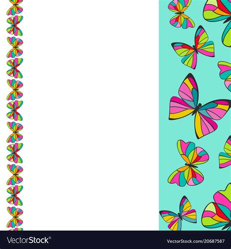 Colorful Butterflies Border Background Design Vector Image