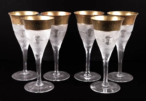 Lot Set Of 6 Vintage Moser Splendid Crystal Glasses