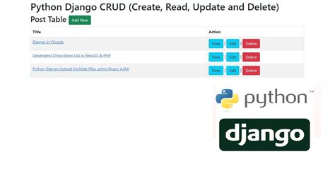 Python Django Simple Crud Create Read Update And Delete Tutorial
