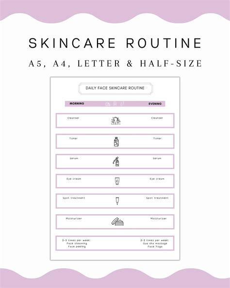 Printable Skincare Routine Daily Skin Care Routine Printable Self Care