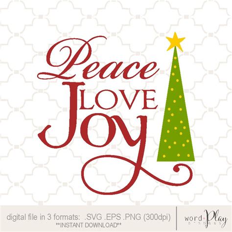 Svg Peace Love Joy With Tree Png Eps Digital