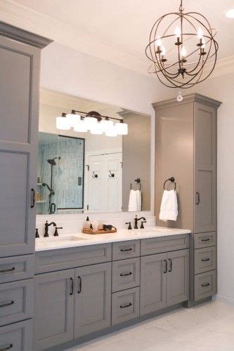Grey Master Vanity With Two Towers Undermount Sinks Antique Bronze