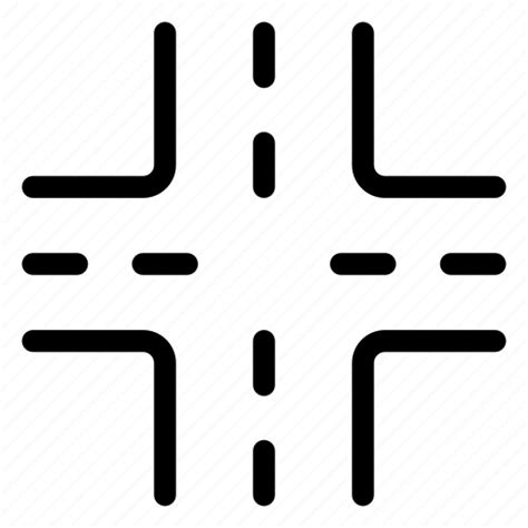 Cross Crossing Intersection Road Junction Transport Icon
