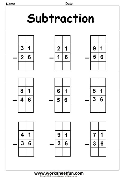 Subtracting 2 Digit Numbers 2nd Grade Worksheet