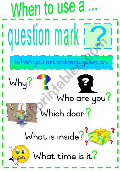 When To Use A Questions Mark Fully Editable Poster Esl Worksheet By