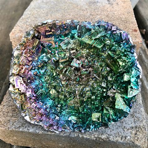 234g Large Rainbow Bismuth Crystal Cluster Mineral Display Specimen