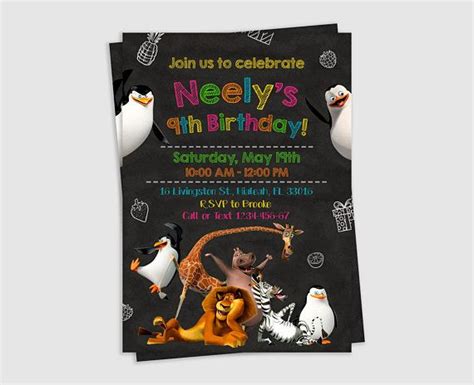 Madagascar Invitation Madagascar Party Madagascar Birthday Birthday