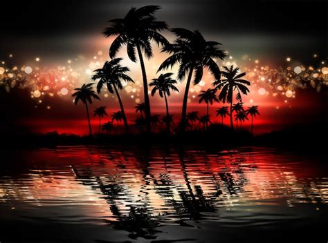 Premium Photo Neon Palm Tree Tropical Leaves Reflection Of Neon