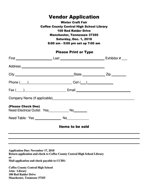 Craft Fair Vendor Application Template Form Fill Out And Sign