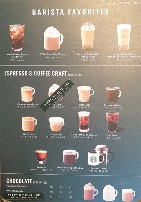 Starbucks Menu 2024 — Starbucks Coffee Prices Food And More