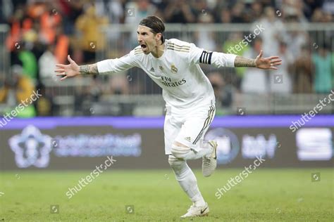 Real Madrids Sergio Ramos Celebrates Scoring Editorial Stock Photo