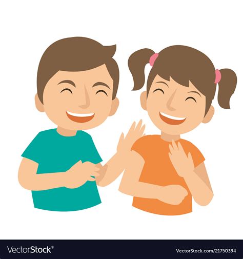 Two Young Kids Laugh And Happy Royalty Free Vector Image