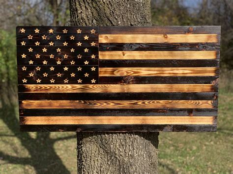 Small Rustic Wooden Flag Sign Rustic American Flag Wooden Flag