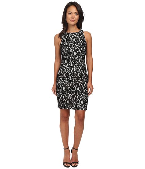 Calvin Klein Lace Sheath Dress In Black Blackcream Lyst