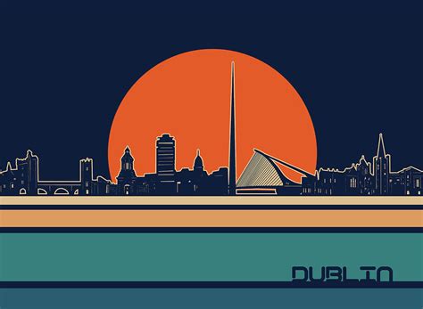Dublin Skyline Retro 3 Digital Art By Bekim M Pixels