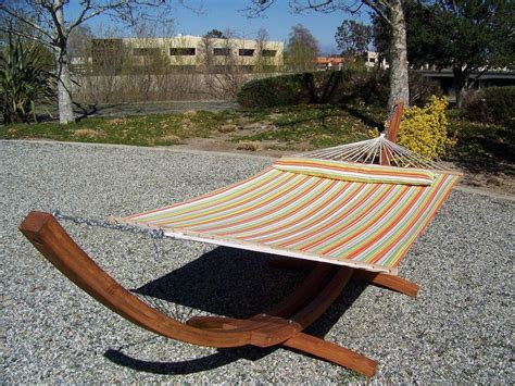 Petra Leisure 14 Ft Teak Wooden Arc Hammock Stand Deluxe Quilted