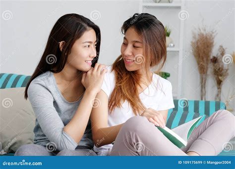 Lgbt Young Cute Asian Lesbian Couple Happy Moment Homosexual Stock Image Image Of