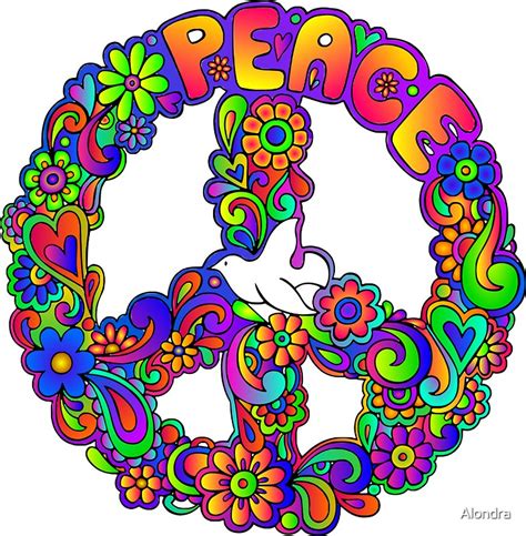 Flower Power Retro Hippie Peace Symbol Stickers By Alondra Redbubble