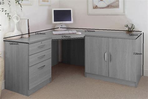 Small Office Corner Desk Set With 3 Drawers And Cupboard