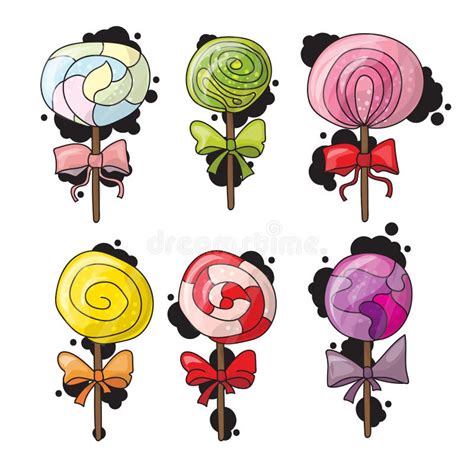 Set Of Colorful Lollipops In Hand Drawn Style Stock Vector