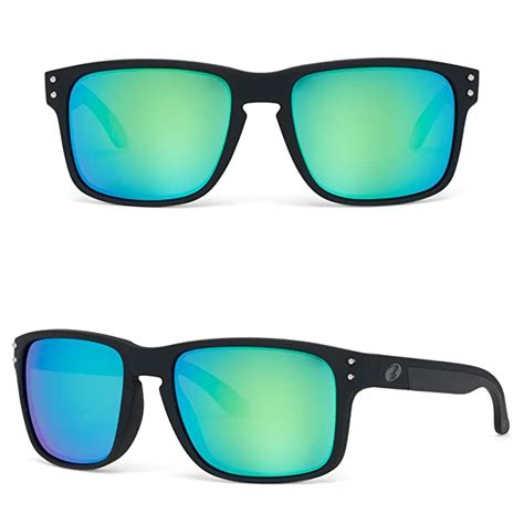 buy bnus sunglasses polarized shades for men women green mirrored lenses frame matte black at