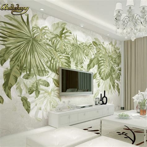 Beibehang Green Leafy Plants Custom Mural Wallpaper