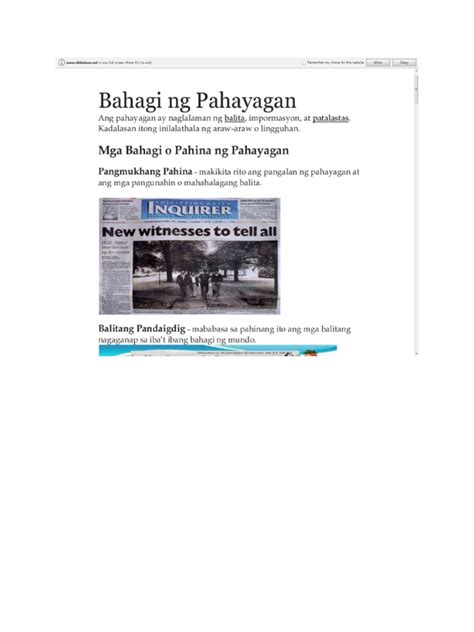 Mga Bahagi Ng Pahayagan Philippin News Collections Kulturaupice