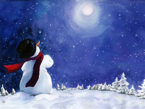 Snowman In The Night There Nothing More Beautiful Then The Moon Light