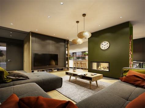 Gorgeouscontemporaryhomewithautumnal Hueddecor Living Room Green