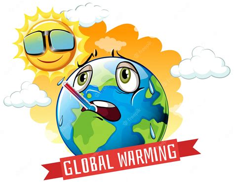 World Illustration Global Warming Climate Change Vector Clip Art
